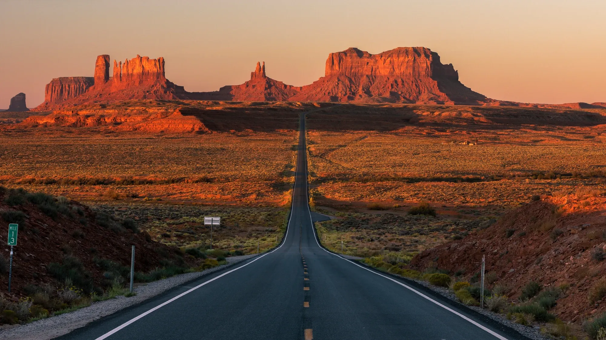 highway at sunset